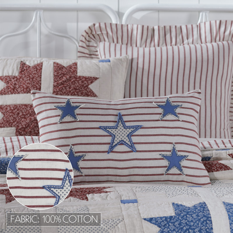 Patriotic Red Cream Blue Cotton Blend Throw Pillow