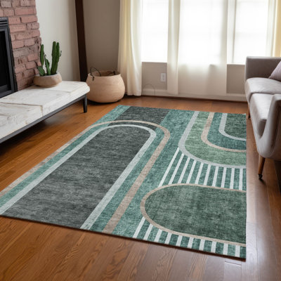 Tapis émeraude intérieur / extérieur 9 pi x 12 pi Schaal ACN532 lavable à la machine