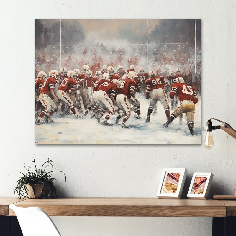 Red Sporting Gootball Game - Sport Football Metal Wall Art MT135594, 24" H x 32" W x 1" D