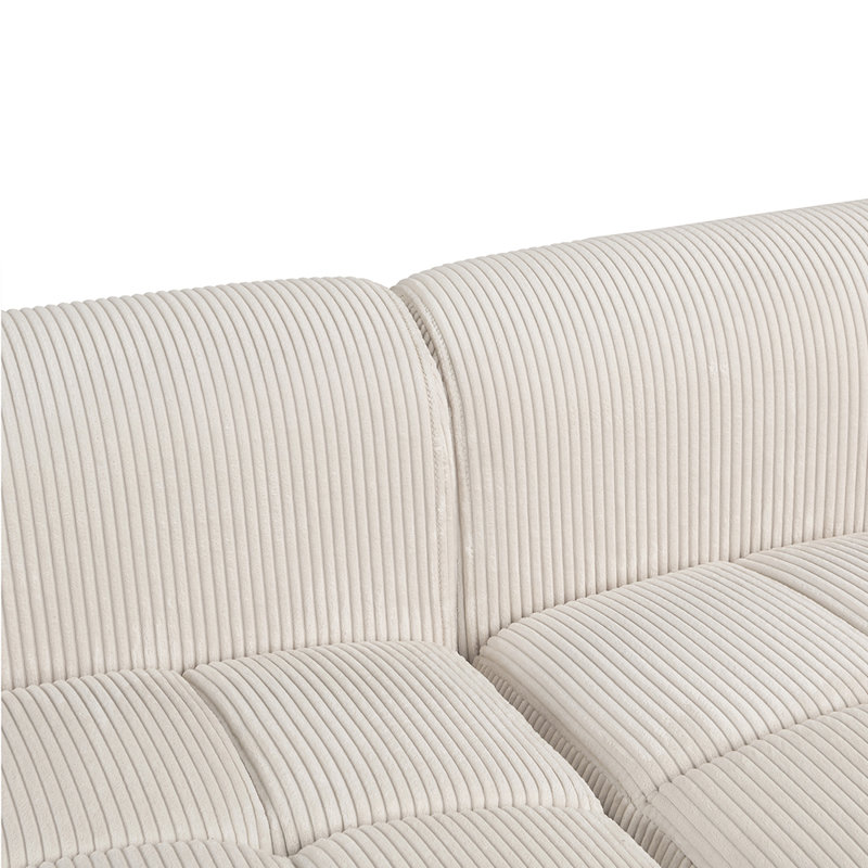 Canapé moderne avec pieds en bois d'hévéa 103,9 "Latitude, 4 coussins, canapé rembourré, canapé, canapé, Velours côtelé beige