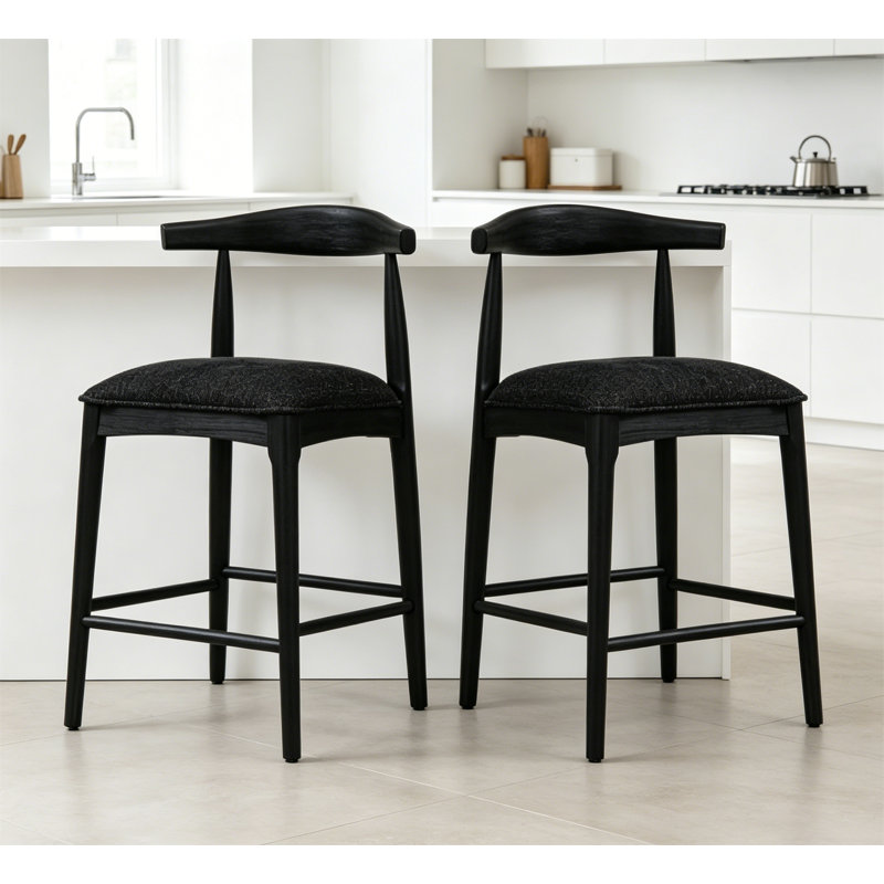 Ensemble de tabourets de bar modernes, Noir, Tabouret de bar (siège d'une hauteur de 30,5 po), Noir