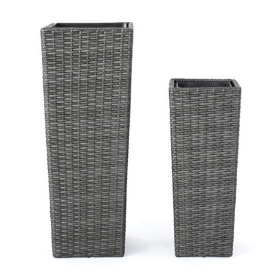 Flower Pot - Grey. Make Your Patio Look Elegant. 2 Pots. Large: 11.75 Inches Deep X Wide 31.90 High. Small: 9.06 23.62 No Assembly Required. Elegant And Visually Appealing Give A Classy Touch. Pots