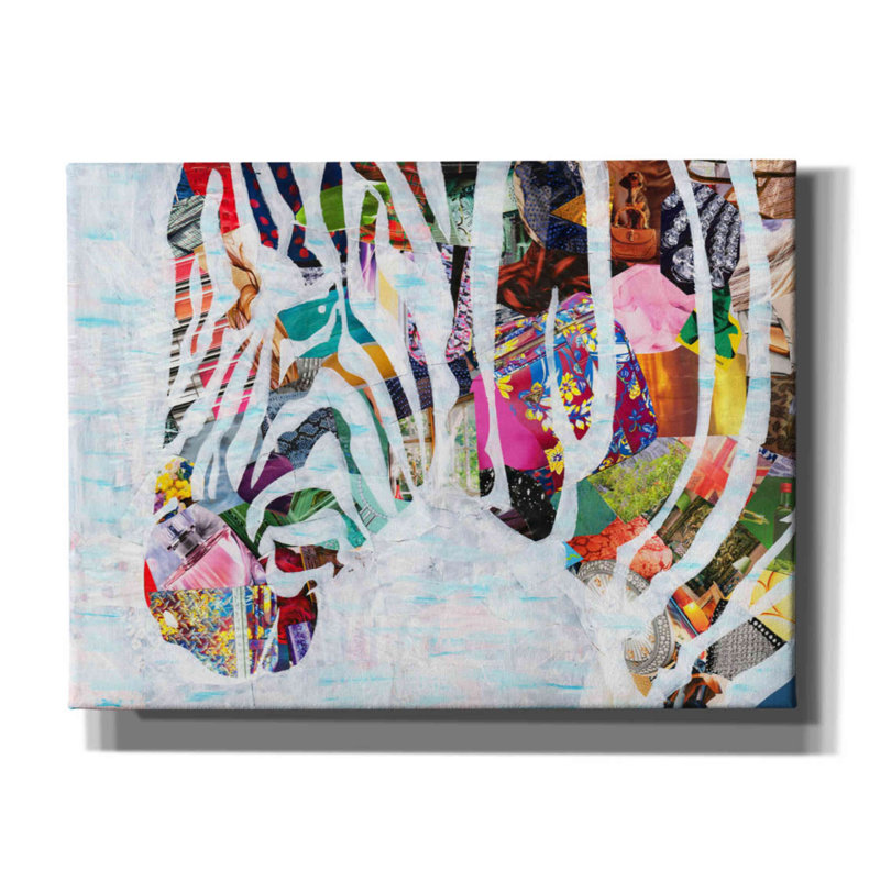 «Zebra» par Artpoptart, art mural sur toile, H 12 po x l 16 po x P 0,75 po