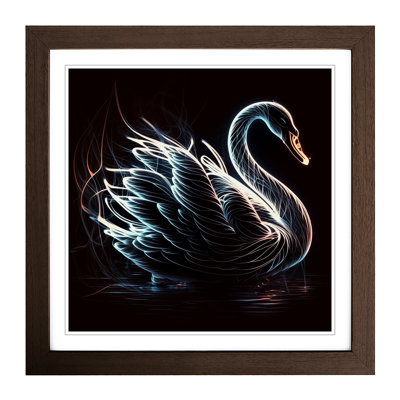 Swan Neon Art - Framed Print