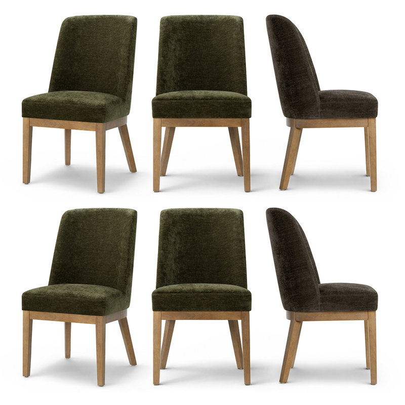 Chaises de salle à manger à dossier haut, revêtues de chenille, avec pieds en bois massif, hauteur d'assise de 45,7 cm (18 pouces).