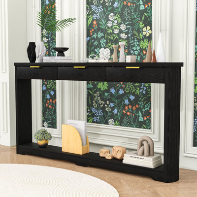 Modern Wooden Console Table with Curved Arc Design and Drawers