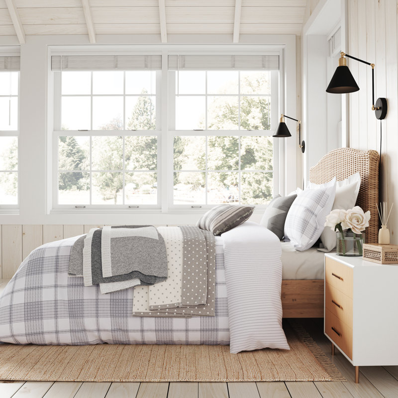 Classic Check BCI Cotton Reversible Duvet Cover Set, Double - 2 Standard Pillowcases