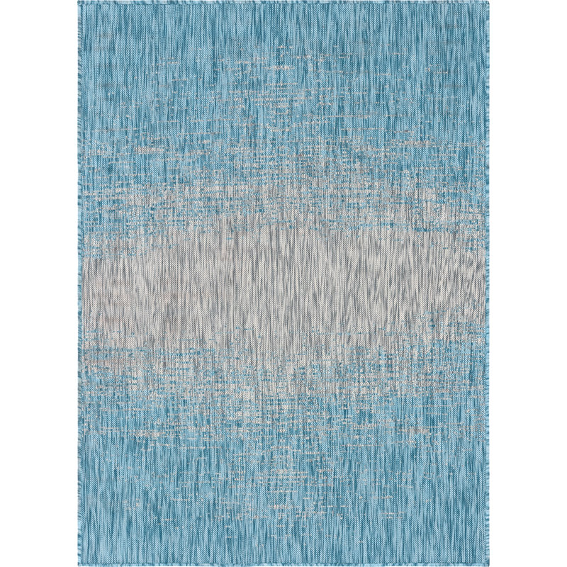 Datto Abstract Indoor / Outdoor Area Rug, Rectangle 8' x 11'4", Aqua