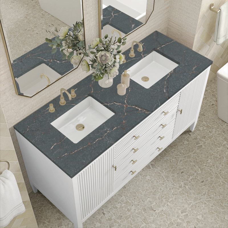 Myrrin 60'' W Double Vanity, Bright White, Parisien Bleu