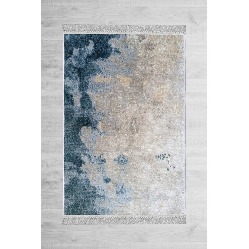 Tapis luxueux en velours (4,6 x 7,2 pi), tissu antibactérien à 100%, envers en coton antidérapant, hauteur des poils: 0,4 po | Lavable à la machine, impression numérique 3D | Parfait pour le décor du salon et de la chambre à coucher, doux et durable