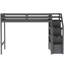 Lit simple mezzanine sur lit double avec compartiment de rangement retourné - Structure d'escalier grise, à porter et à déchirer-1935871839
