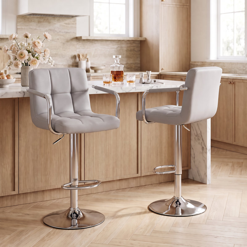 Tabourets de bar industriels pivotants avec accoudoirs, tabouret de comptoir ergonomique en similicuir pour îlot de cuisine et bar pour la maison