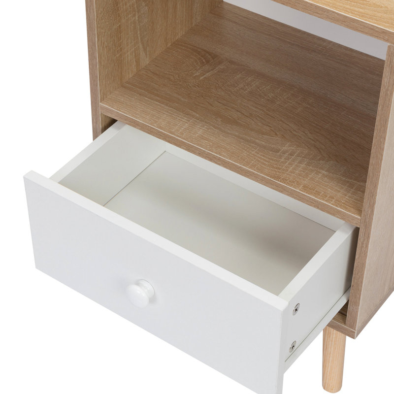2 tables de chevet de style Mid-Century avec rangement pour le salon et la chambre à coucher, tablette de tiroir moderne, aspect contemporain