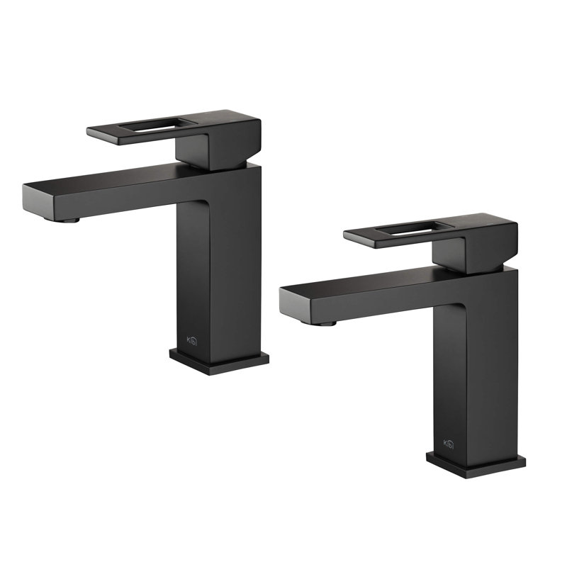 Cube Single-Hole Single-handle Bathroom Faucet, Matte Black, No