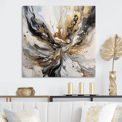 Peinture avec tourbillon de marbre II - décoration murale abstraite en métal
