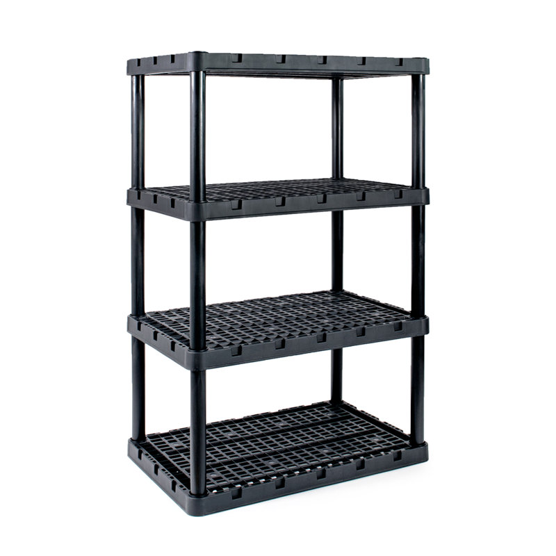 Gracious Living 4 Shelf Fixed Height Ventilated Heavy Duty Storage Unit, Black, 56.25" H x 36" W x 24" D