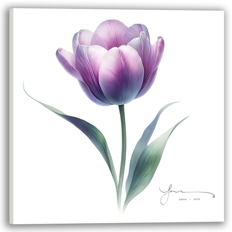 Art sur toile délicat tulipe mauve, H 20 po x l 20 po x P 1,5 po