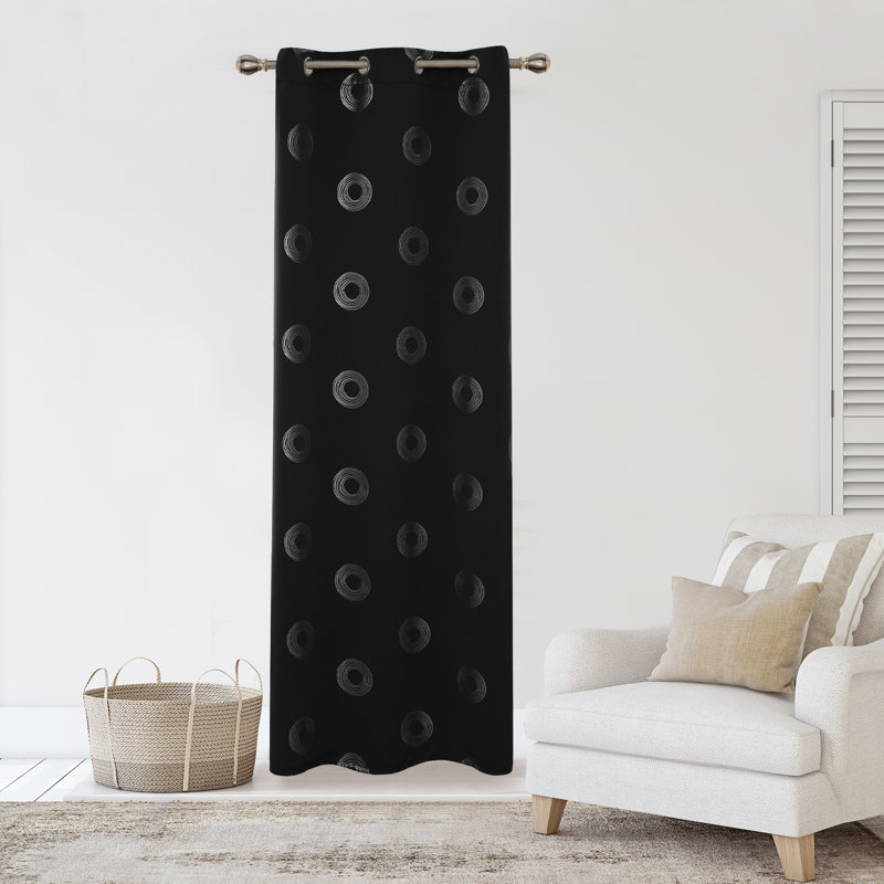 Gudelia Polyester Room Darkening Curtain Single Panel, 42" W x 45" L, Black