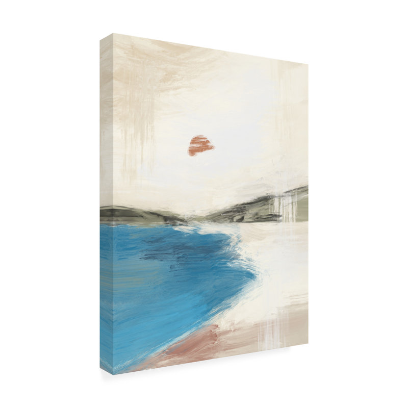 «Little Dean», art abstrait sur toile lagon, 14" H x 19" W