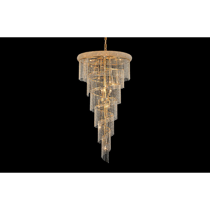 Zonia 22 - Light Dimmable Tiered Chandelier, Gold