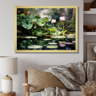 Étangs de lotus verts verts sur toile