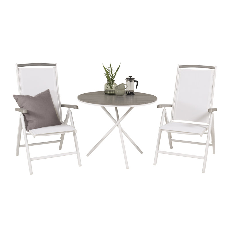Akia 2 - Person Patio Dining Set with Round Table, White
