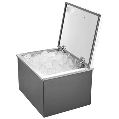 Glacière encastrée, 71 cm L x 51 cm l x 43 cm H, en acier inoxydable, bac à glace commercial de 113,7 litres avec couvercle rabattable, pour cuisine extérieure, terrasse ou bar, tuyau d'évacuation inclus, pour vin et bière au frais