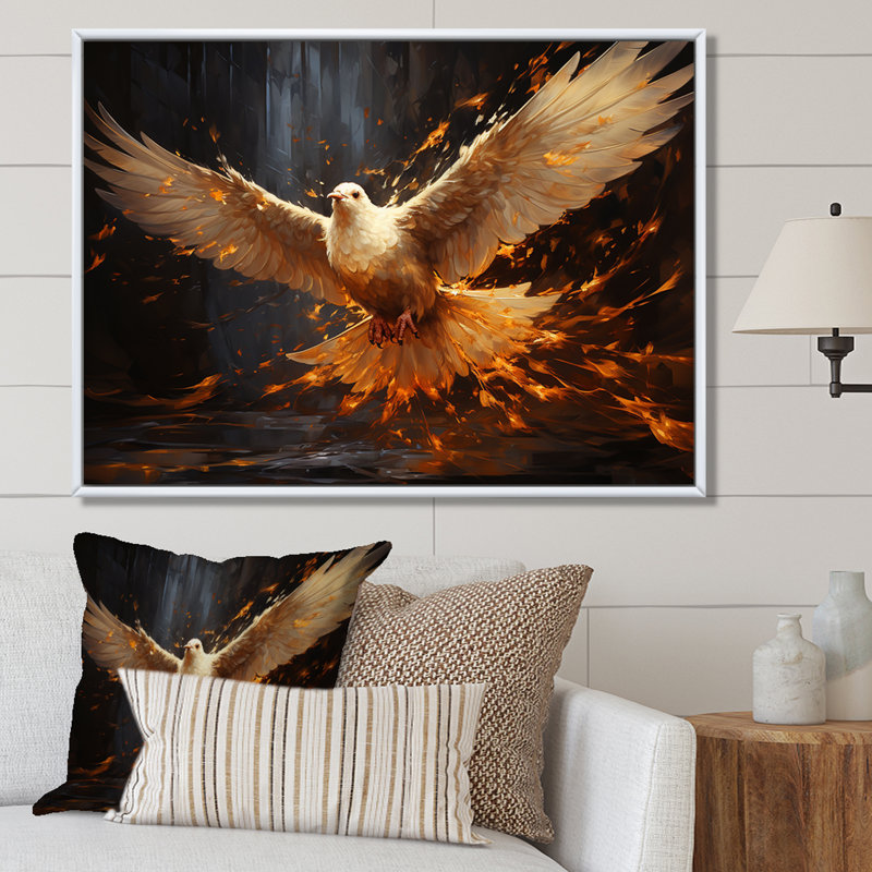 Golden Dove Grace I - impression, Cadre naturel flottant, H 12 po x l 20 po x P 1 po