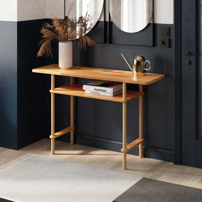 Table de canapé en bois massif avec 2 tablettes - parfaite pour les salons, H 30 po x l 47,2 po x P 15 po