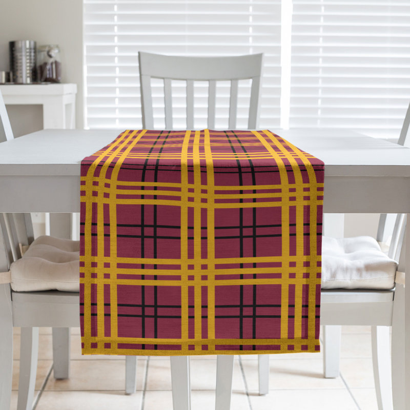 Paid Polyester Table Runner, 90" L x 16" W, Red/Black/Yellow