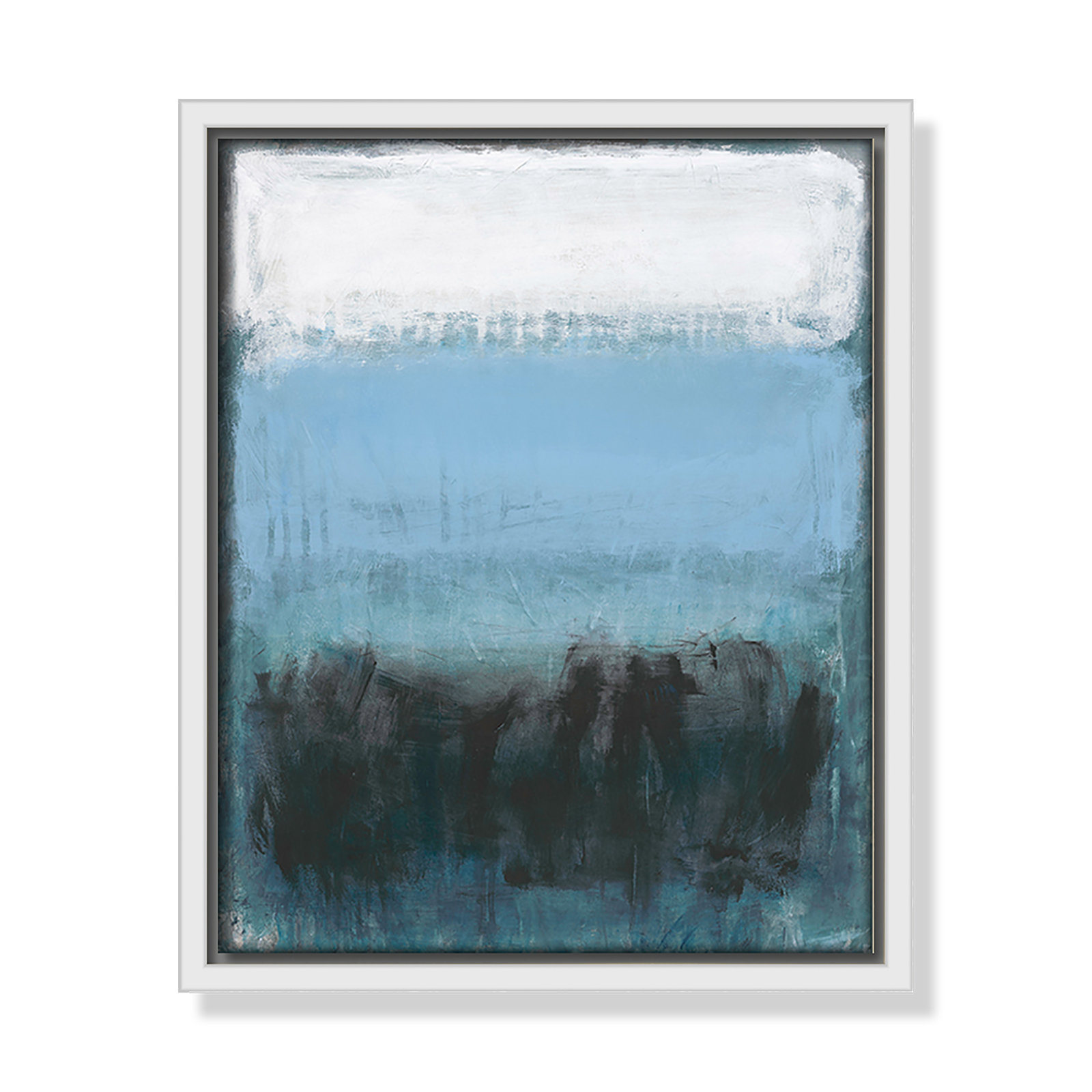 Arboles "Coastal Nightfall" Painting by Filippo Ioco, 11.5" H x 9.5" W x 2" D, White Framed Canvas, No Mat