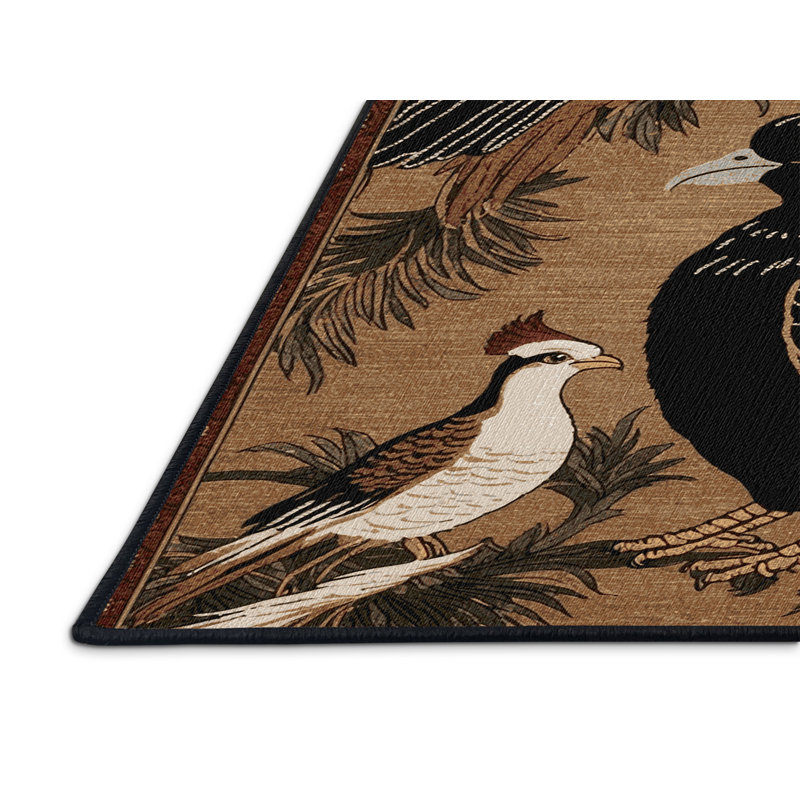  Tapis lavable avec oiseaux Koel, Rectangulaire 8 pi x 12 pi