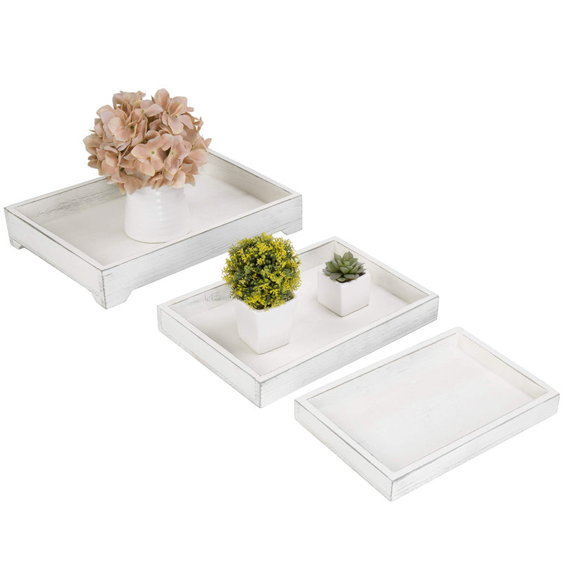 Wood Nesting 3 Piece Serving Tray Set