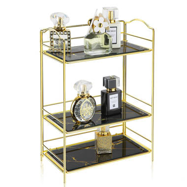 2-Tier Glass Vanity Tray for Perfume, Cosmetic Storage Holder Makeup  Organizer