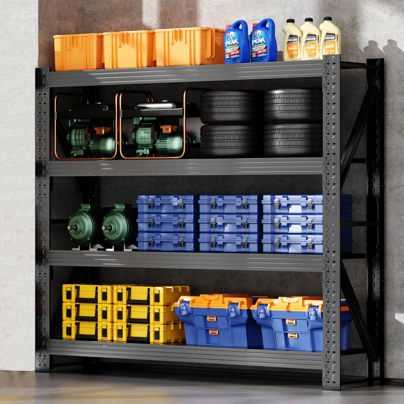 Étagère de garage, étagère de rangement robuste à 4 niveaux avec tablette en métal réglable pour entrepôt, sous-sol, atelier, 3200 lb