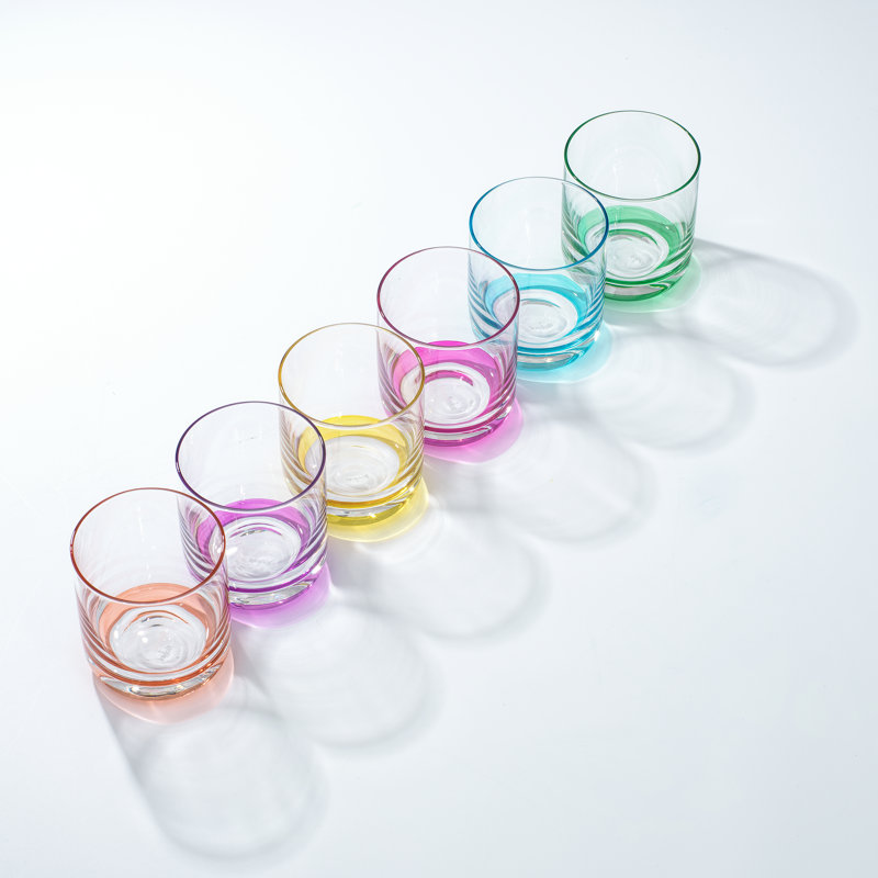 JoyJolt Hue Colored Whiskey Glasses, 10oz