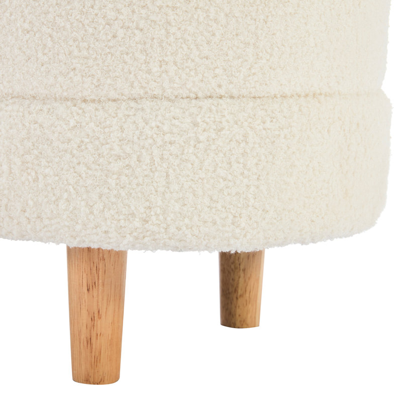 Rangement blanc douillet avec tissu et pieds en bois pour la chambre à coucher