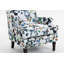 Chaise d'appoint rembourrée, fauteuil vintage avec tissu en lin papillon et garniture cloutée pour le salon