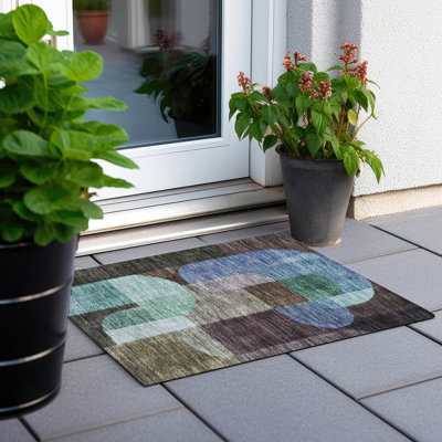 Machine Washable Indoor/Outdoor Chantille ACN1122 Brown Rug
