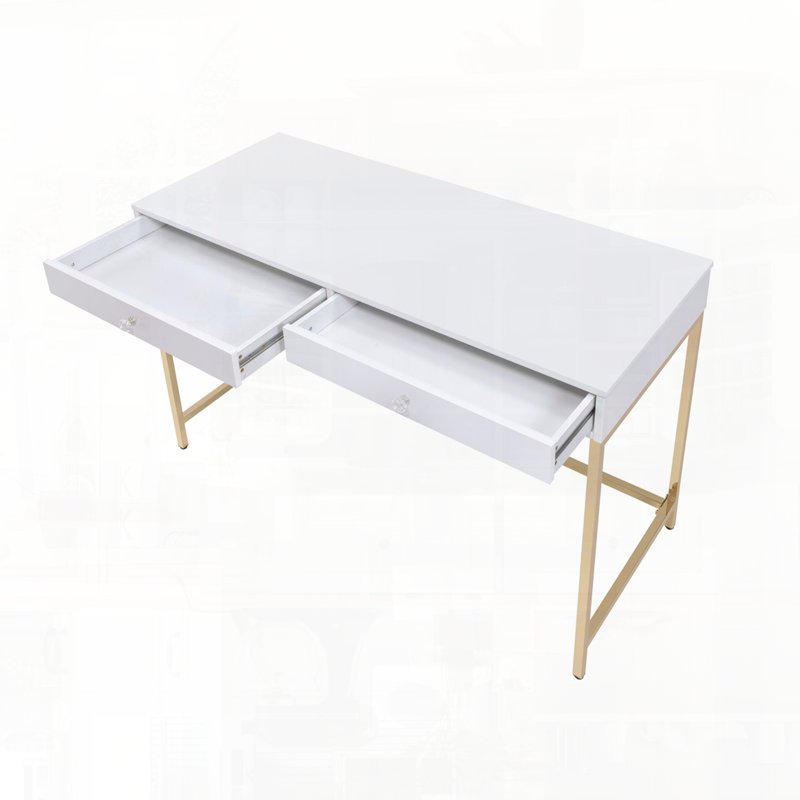 Bureau d'écriture avec tiroirs de rangement à base ouverte en métal