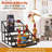 4-Tier Coffee Syrup Rack Organizer For Liquor Bottles, Spices, And Kitchen Condiments - Durable Metal Frame With Rustic Wood Base - Space-Saving Design Holds 16 Bottles