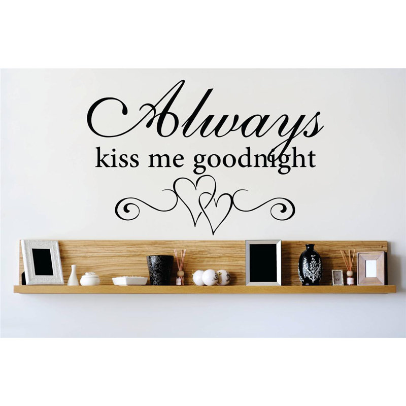 Décalcomanie murale toujours baisers me goodnight, H 16 po x l 20 po x P 0,16 po, Noir