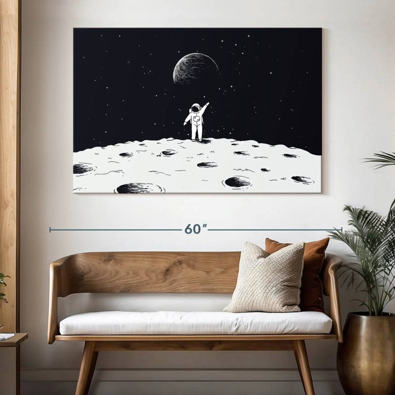 Oberle astronaute sur la lune, H 34 po x l 51 po