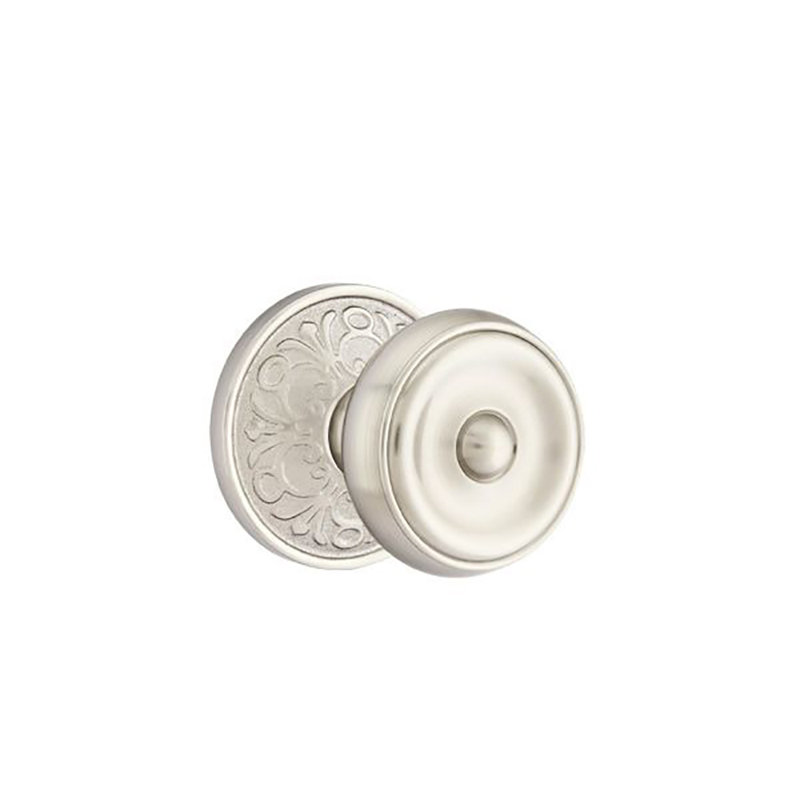 Privacy Waverly Knob with Lancaster Rose, Satin Nickel