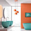 Lustre réglable en métal, 17,7 po de diamètre, finition orange | 3 x douilles E27 de 40 W maximum, hauteur: 17,7 à 44,9 po | Design élégant et moderne, parfait pour la salle à manger et les espaces de vie | IP20, ampoule non incluse-1083501946-1083501944