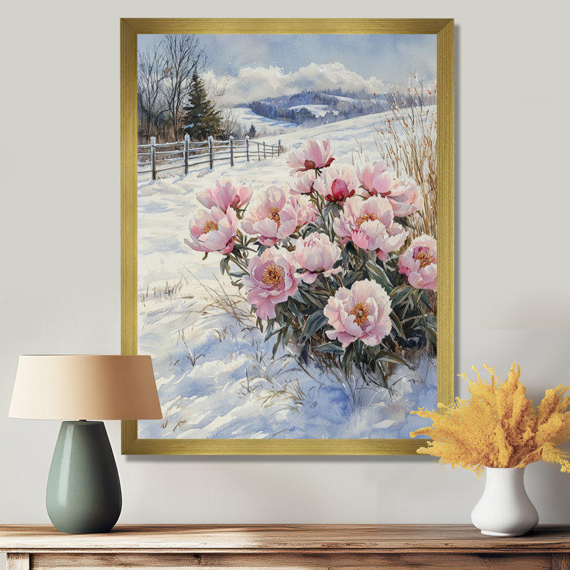 Hartland - art mural floral, H 32 po x l 16 po, Reproduction encadrée d'une seule photo, Doré
