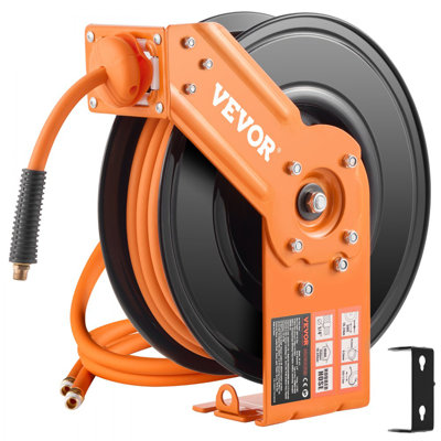 Retractable Air Hose Reel 3/8 IN x 50FT Rubber Air Hose Reel Max 300 PSI