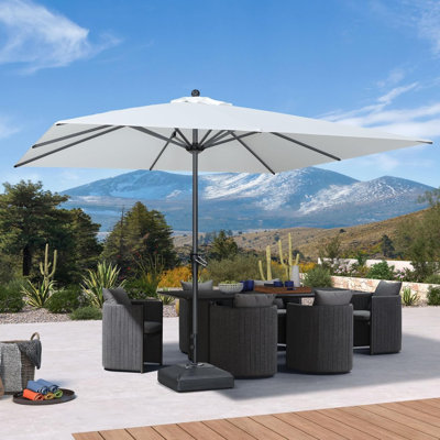 Parasol de terrasse carré de 10 pi x 10 pi avec cadre en aluminium et parasol de marché avec 8 nervures robustes pour terrasse de jardin