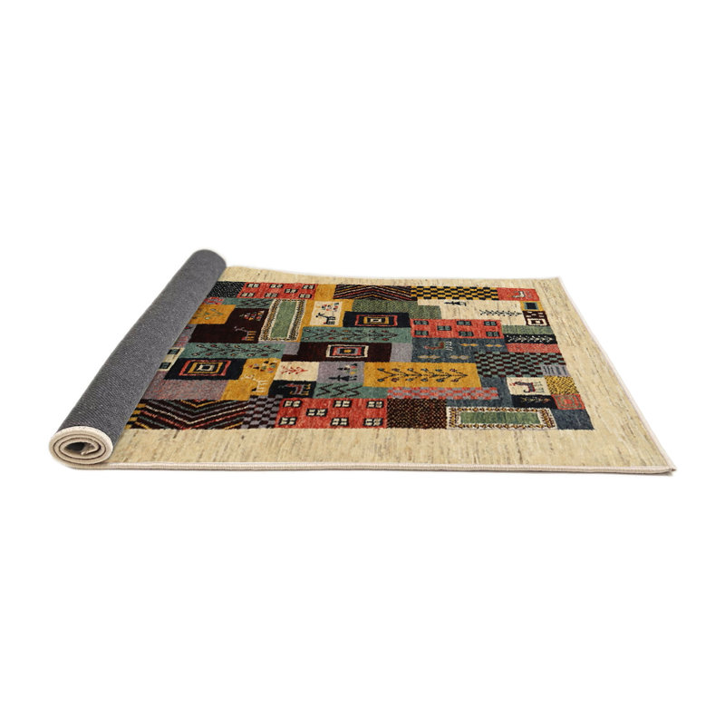 Tapis beige/brun/gris contemporain, Rond 8 pi