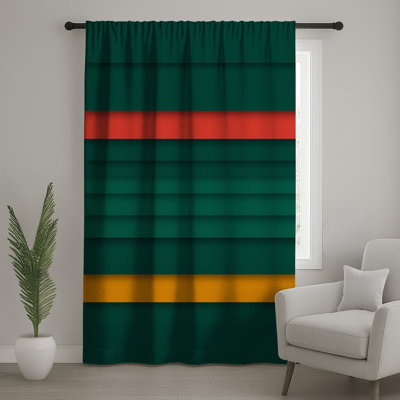 Rideaux vert, rouge et jaune à rayures, voilages et voilages à rayures - 1 panneau